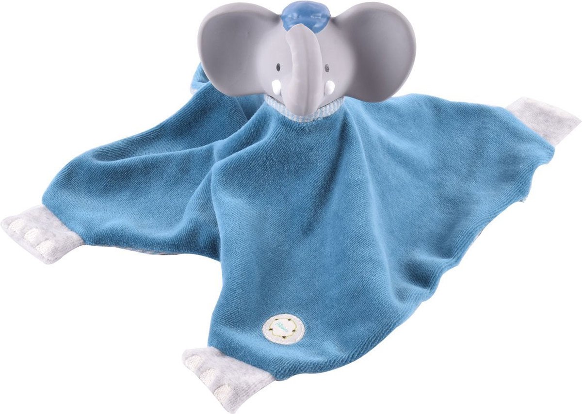 Meiya & Alvin Knuffeldoekje Alvin De Olifant Grijs/blauw 27 Cm