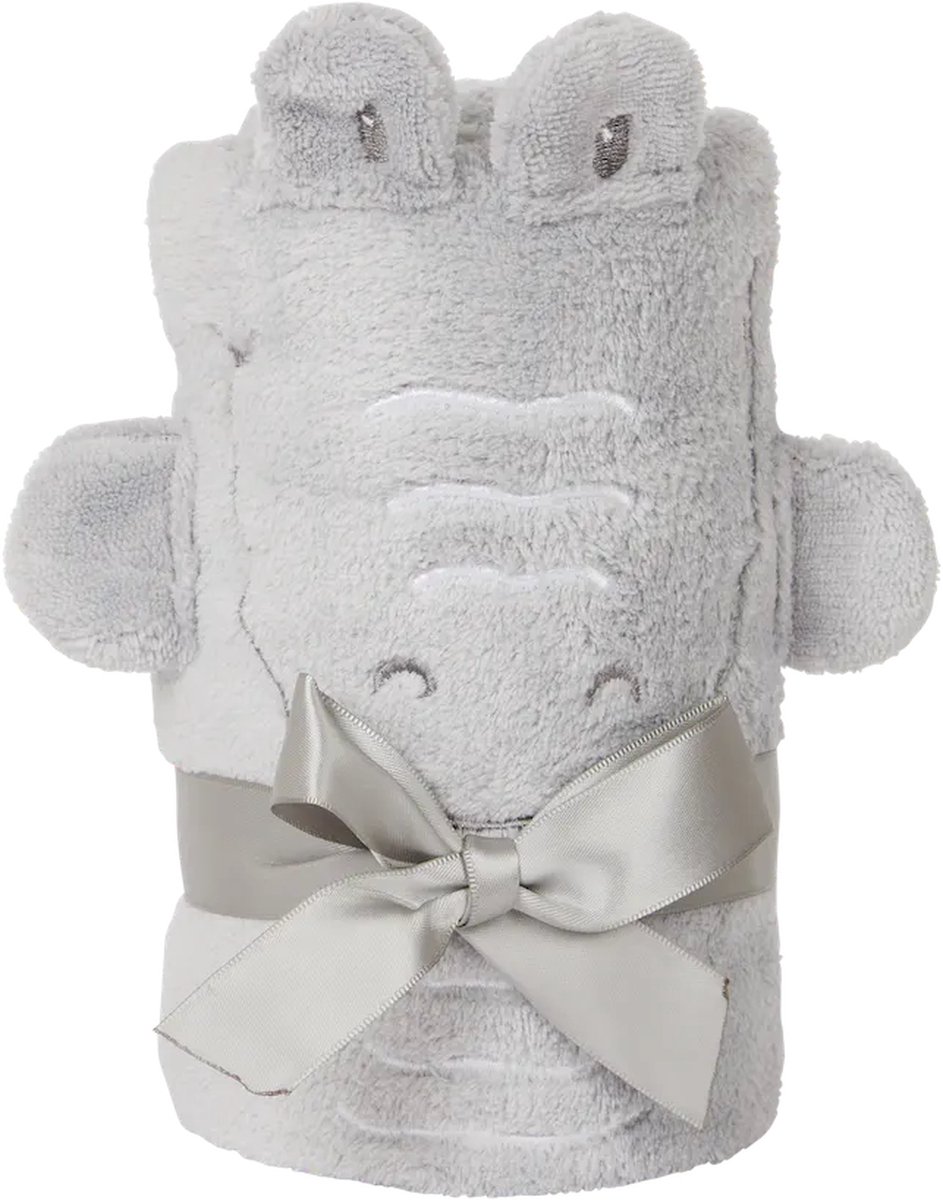 Goedkoopste Baby Deken - 75x100 cm - Grijs Teddy Beer Knuffel Deken - Peuter Blanket / Doekje met Strik - Babyshower Gift Idee - Cadeau Baby - olifant - kerstcadeau