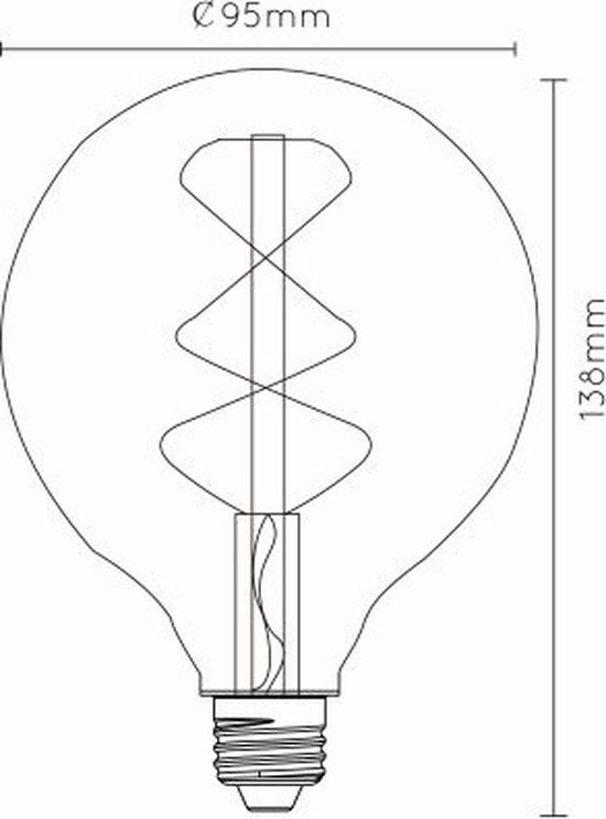 Lucide G95 - Filament lamp - Ø 9,5 cm - LED Dimb. - E27 - 1x4,9W 2200K - Amber - Lucide