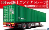 1:32 Aoshima 05290 40 Feet Sea Freight Container 2 Axis Trailer Plastic Modelbouwpakket