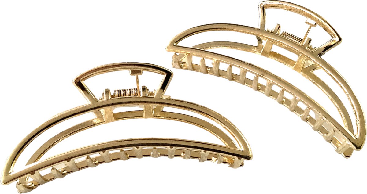 Haarklemmen - Haarspelden - Haarclip - 7.5 cm - Goud - Set 2 Stuks (693)