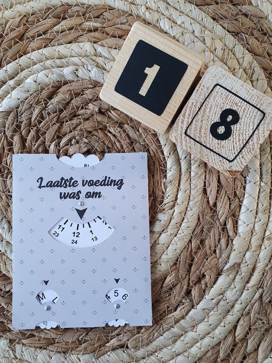 Goedkoopste Baby Voedingskaart | Voedingsschijf | Kraamcadeau | Zwangerschap | 18- grijs | groen met grijs modern bloem motief