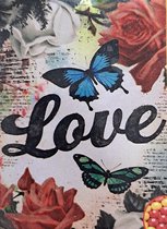 Denza - Diamond painting liefde vlinder 40 x 50 cm volledige bedrukking ronde steentjes direct leverbaar liefde - butterfly - bloem - roze - love