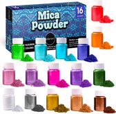 Allerion Mica Powder Set - Craft Set - 16 couleurs différentes de poudre - Pigment Powder