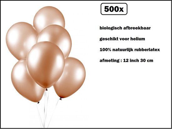 500x Luxe Ballon pearl Perzik 30cm - biologisch afbreekbaar - Festival feest party verjaardag landen helium lucht thema