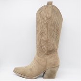 ZoeZo Design - Laarzen - Laars - dames - maat 37 - cowboylaars - westernlaars - beige - suedine - hakhoogte 6 cm