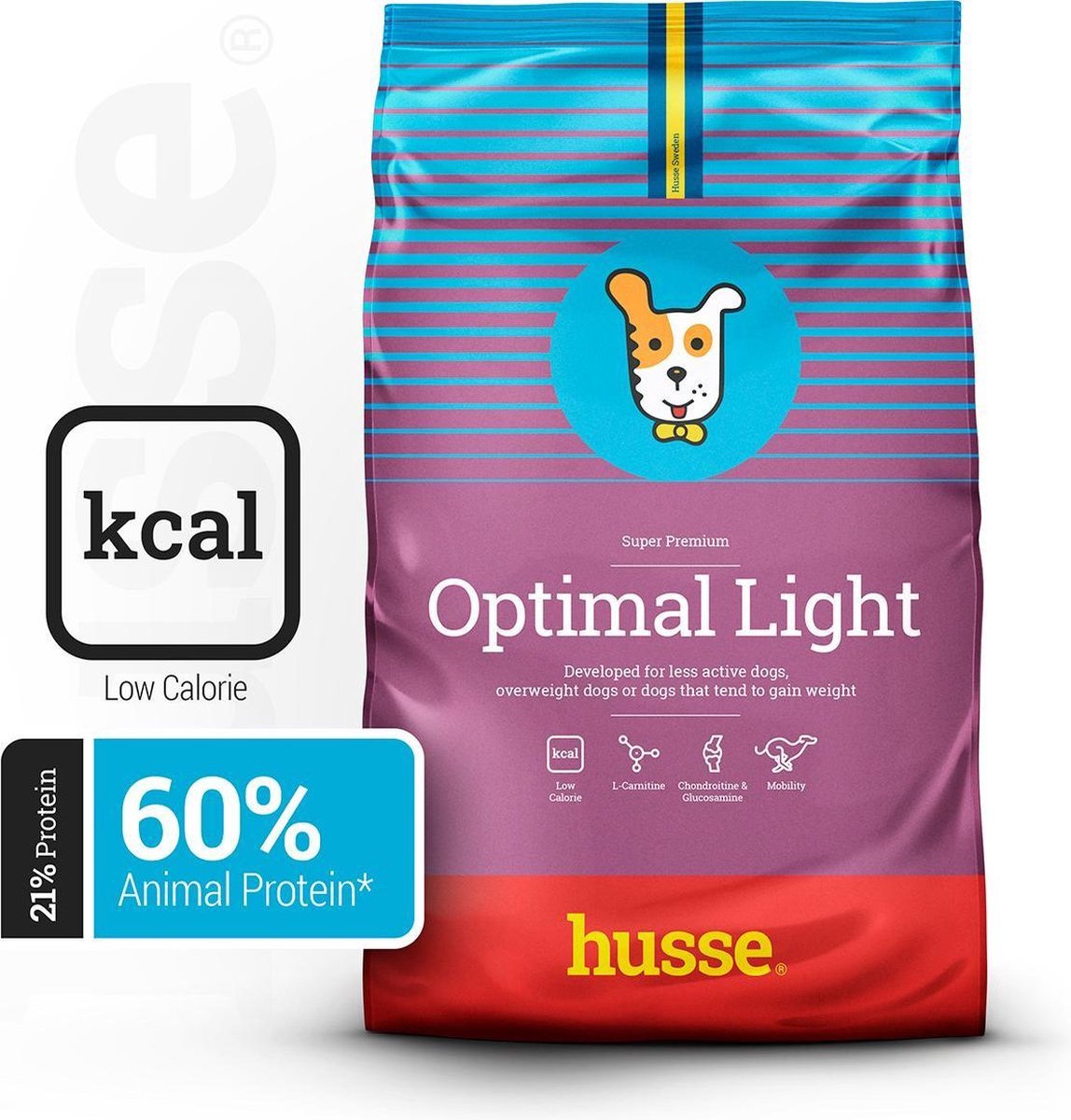 Husse Husse Optimal Light - Hondenvoer Droog, Hondenbrokken, Droogvoer, Hondenvoeding - 2 x 7 kg
