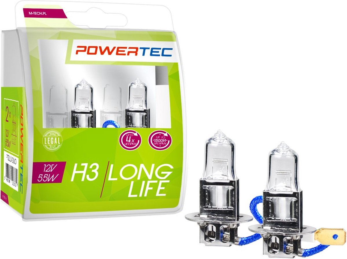 Gloeilamp voor de auto MTECPTZLL3-DUO M-Tech MTECPTZLL3-DUO H3 55W 12V (2 Onderdelen)