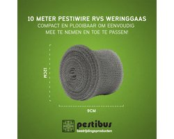 Muis & Rat STOP wering gaas - Pestibus RVS Wering Gaas - Muizengaas RVS en Rattengaas - 10M Lang en 9 CM Breed - Muizen Staalwol - Weringsgaas Muizen - Afweermiddel Tegen Ongedierte en Insecten