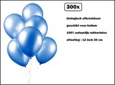 300x Luxe Ballon pearl blauw 30cm - biologisch afbreekbaar - Festival feest party verjaardag landen helium lucht thema