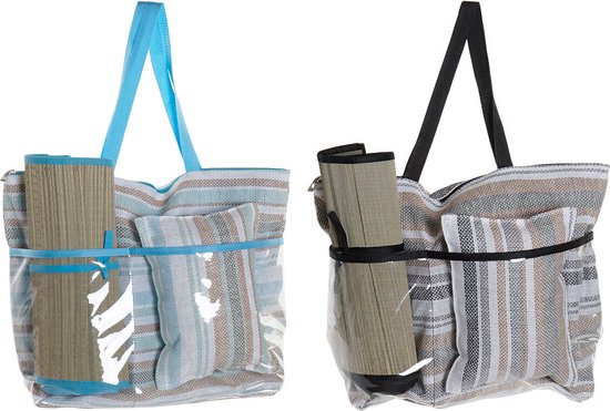 Strandtas DKD Home Decor 44 x 23 x 62 cm Canvas Grijs Blauw Bruin Groen PVC (2 Stuks)