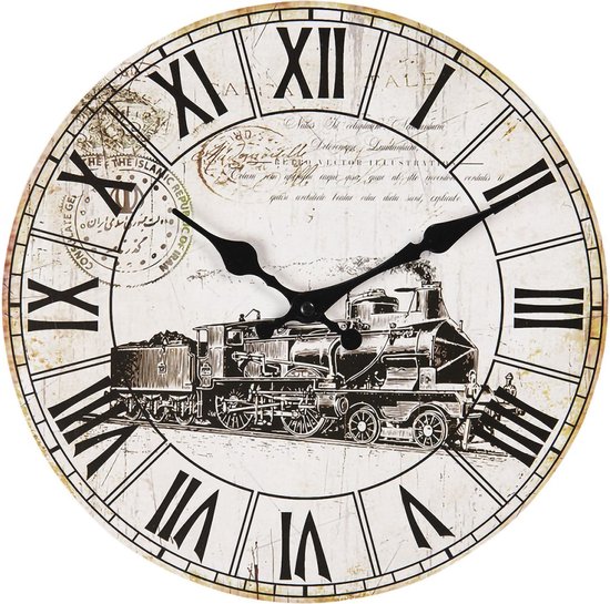 Mrisata Decoratieve vintage hangklok, stil uurwerk, grote cijfers, 30