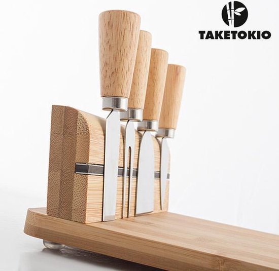 Trouw voor specificeren Excellent Houseware Kaasplankje met 4 Mesjes - Bamboe | bol.com