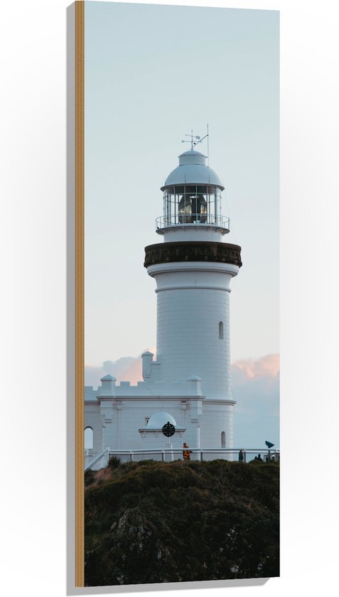 Hout - Witte Vuurtoren op Berg - 40x120 cm - 9 mm dik - Foto op Hout ...