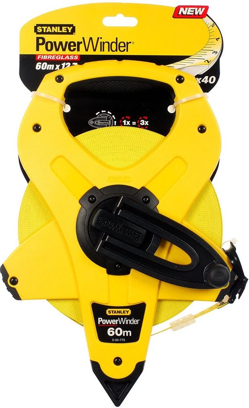 STANLEY Powerwinder Klebeband – 30 M Lang, Offene Spule, Mit Robustem Gehäuse & Gummigriff