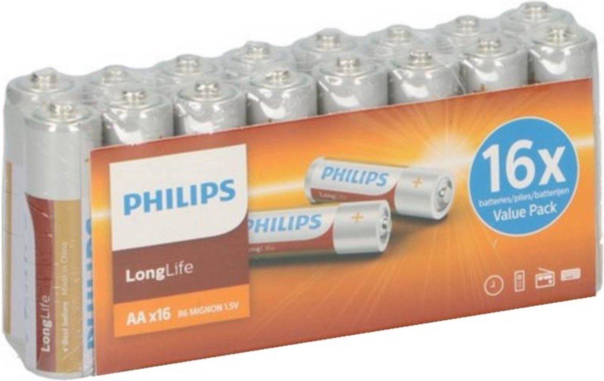 Philips LongLife Batterijen AA - voordeelverpakking - 16 stuks - Philips