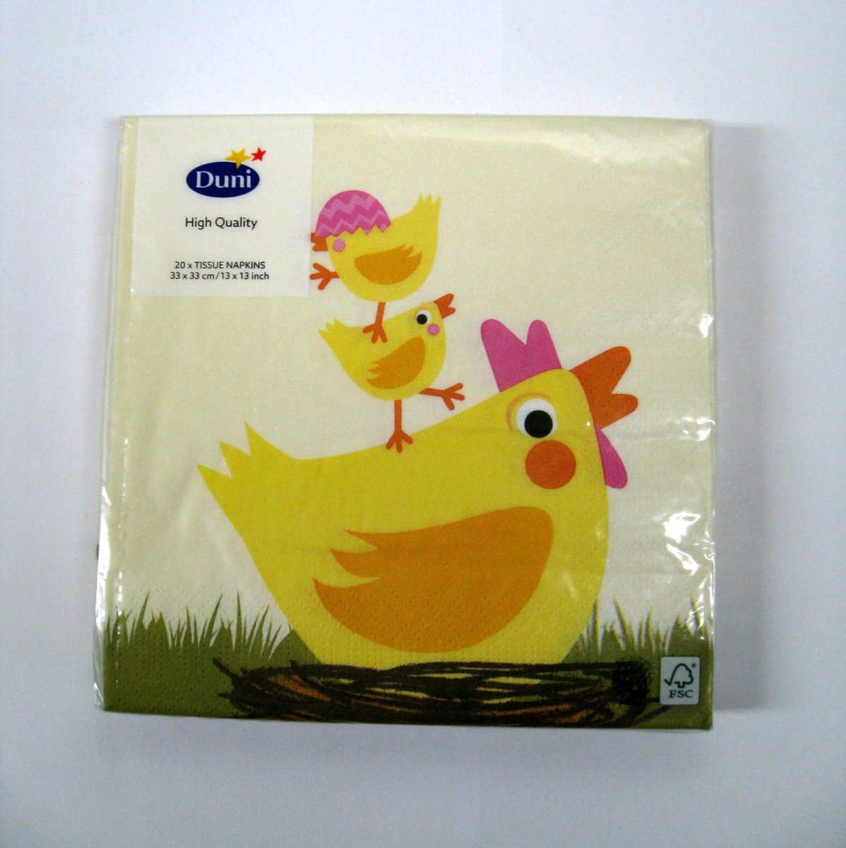 Duni servetten Hen and Chicks 3-laags 33x33