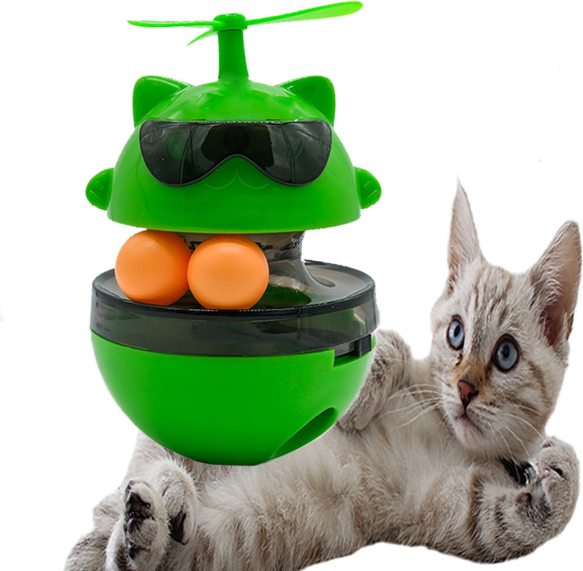 Helicat- Kattenspeelgoed - intelligentie - Kattenspeeltjes - interactieve - Laser - USB - Speelgoed - Geluid - Katten - Groen