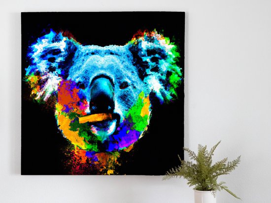 Kicking koala | Kicking Koala | Kunst - 40x40 centimeter op Canvas | Foto op Canvas - wanddecoratie schilderij