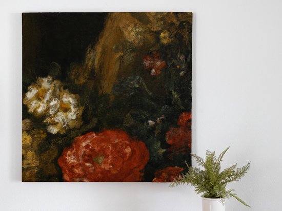 Rembrand painting flowers classic kunst - 100x100 centimeter op Canvas | Foto op Canvas - wanddecoratie