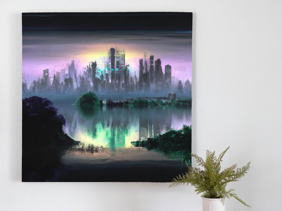 Gloomy city kunst - 40x40 centimeter op Canvas | Foto op Canvas - wanddecoratie