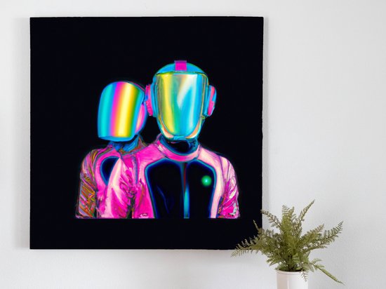 Daft Punk colorful kunst - 40x40 centimeter op Canvas | Foto op Canvas - wanddecoratie