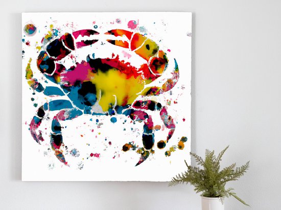 Colorful Crab Explosion kunst - 40x40 centimeter op Canvas | Foto op Canvas - wanddecoratie