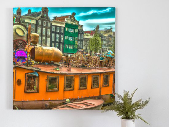 Amsterdam Calling kunst - 100x100 centimeter op Dibond | Foto op Dibond - wanddecoratie
