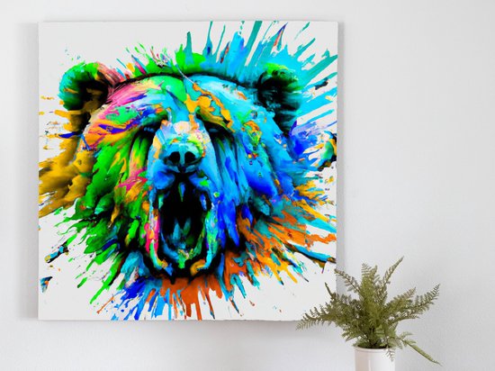 Rainbow bear burst | Rainbow Bear Burst | Kunst - 40x40 centimeter op Canvas | Foto op Canvas