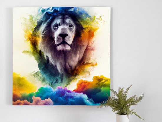 Simba, about that kingdom kunst - 80x80 centimeter op Canvas | Foto op Canvas - wanddecoratie