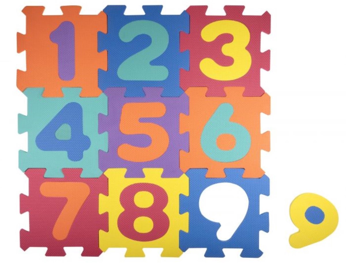 Let's Play Puzzelmat - 18 Stukken - Met Gekleurde Cijfers - 96 x 96 cm - Foam