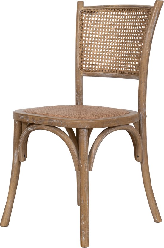 Thonet stoel in massief essenhout en rotan zitting met verouderde houten afwerking