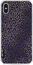 Casetastic Apple iPhone XS Max Hoesje - Softcover Hoesje met Design - Berry Branches Navy Gold Print
