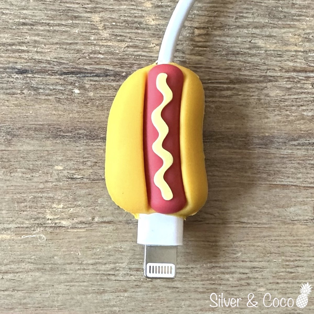 SilverAndCocos - Kabeldiertjes / Kabelprotector / Kabelbeschermer Mobiele Telefoon Kabel Lader beschermer / Kabelbijter iPhone iPad Android oplader - Hotdog