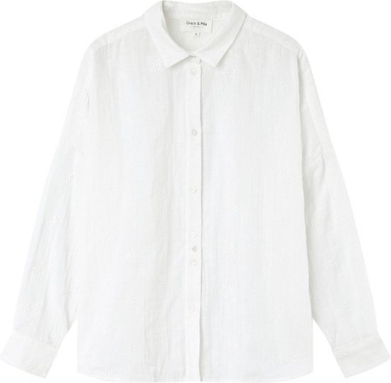 Witte blouse met geborduurde details Jenny - Grace & Mila