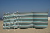 Strand Windscherm 4 meter Dralon Grijs/Taupe/Turquoise met houten stokken