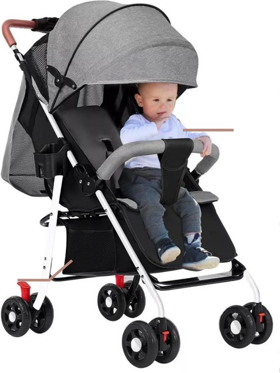 Child Supplies Buggy - Inklapbare Buggy - Baby Stroller - 3 in 1 - Kinderwagen - grijs