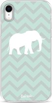 Casetastic Apple iPhone XR Hoesje - Softcover Hoesje met Design - Elephant Chevron Pattern Print