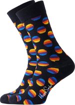 Happy Socks sokken Sunrise Dot Sock - zwart met kleur - Unisex - Maat: 36-40