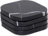 Mooisa - Onderzetter marmer - organisch - zwart set van 4 stuks - 10x10x1cm
