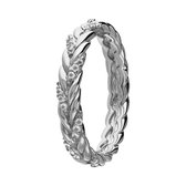Lucardi Dames Zilveren ring vlecht zirkonia - Ring - 925 Zilver - Zilverkleurig - 16 / 50 mm