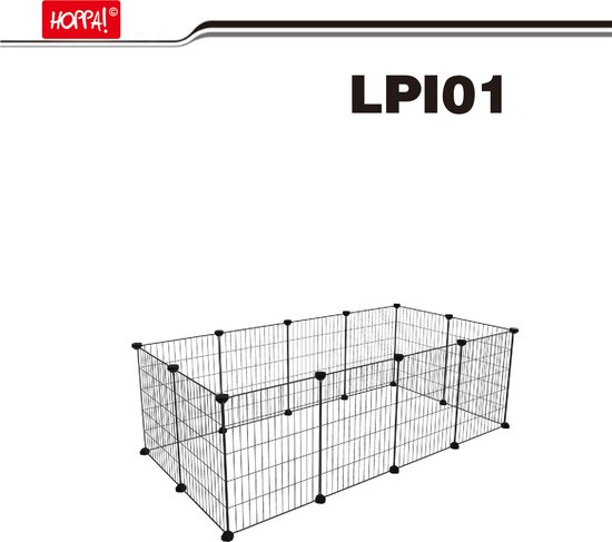 Hoppa! Huisdierenhok Verstelbaar Hek - Zwart - Metaal - 143 x 73 x 46 cm