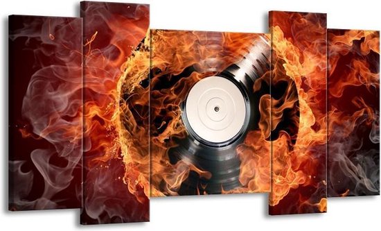 Peinture sur toile Musique | Noir, or, orange | 120x65 5 Liège