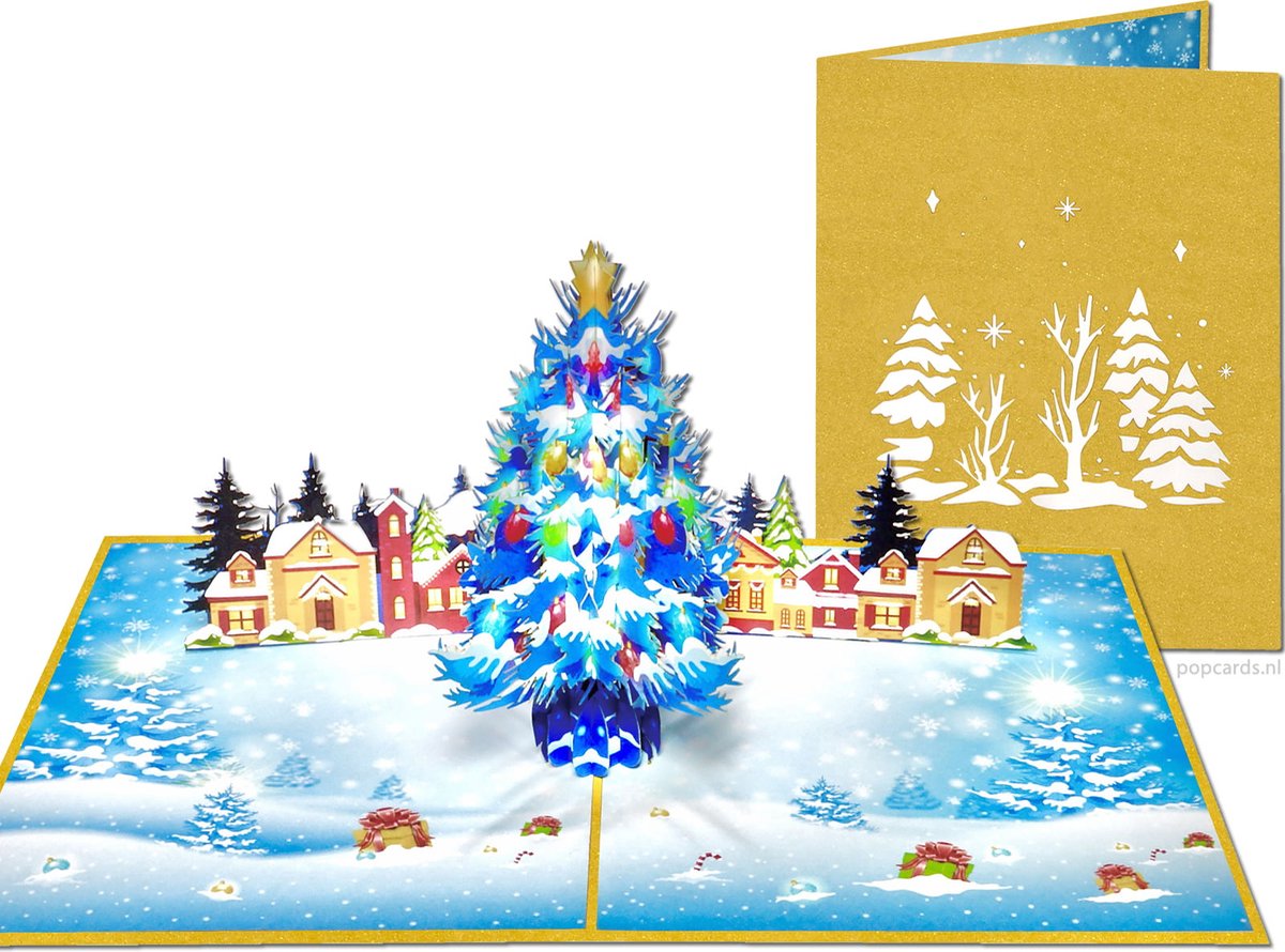 Carte d'arbre de Noël pop-up pour la famille, carte de Noël 3D