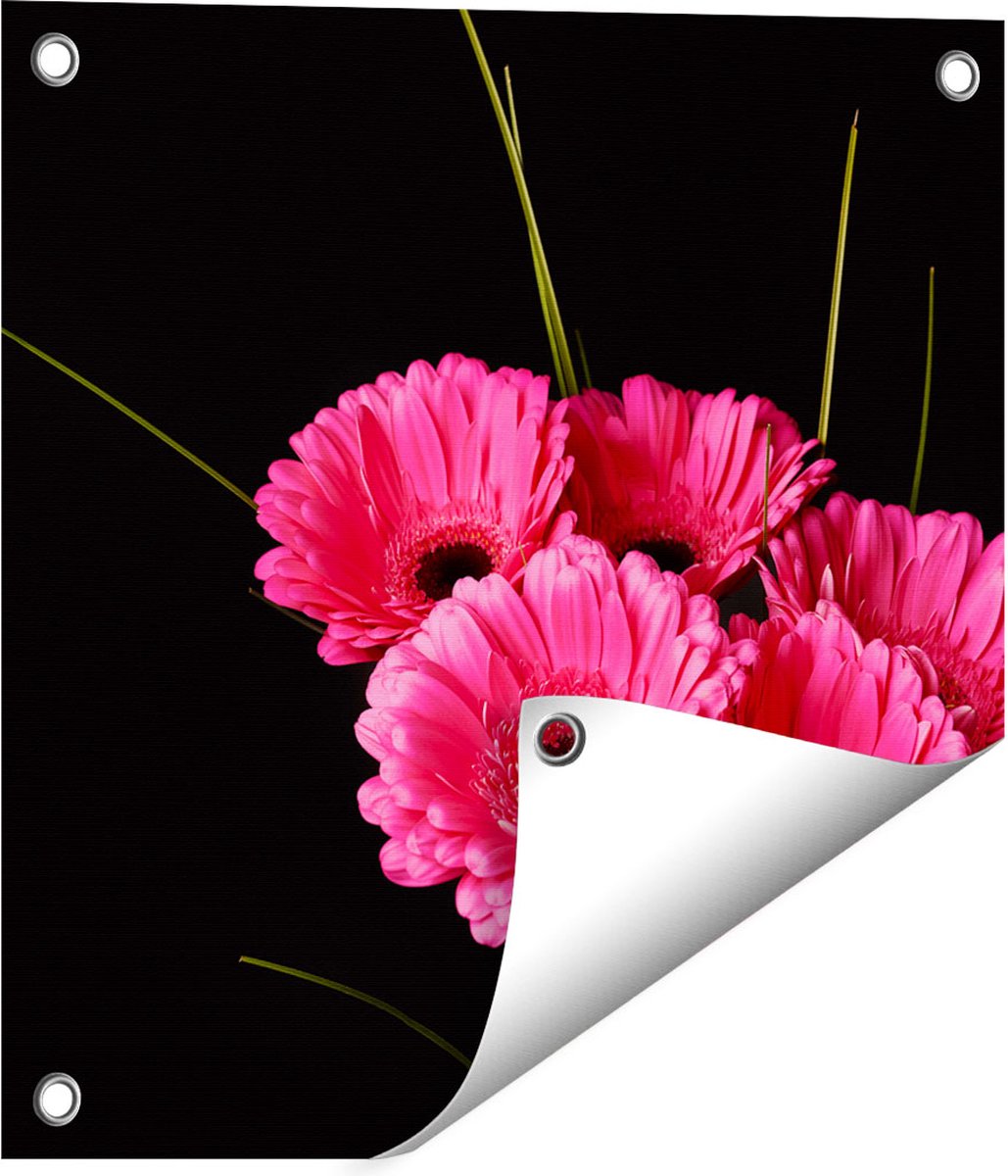 Gards Tuinposter Roze Gerbera Bloemen - 40x40 cm - Tuindoek - Tuindecoratie - Wanddecoratie buiten - Tuinschilderij Multikleur