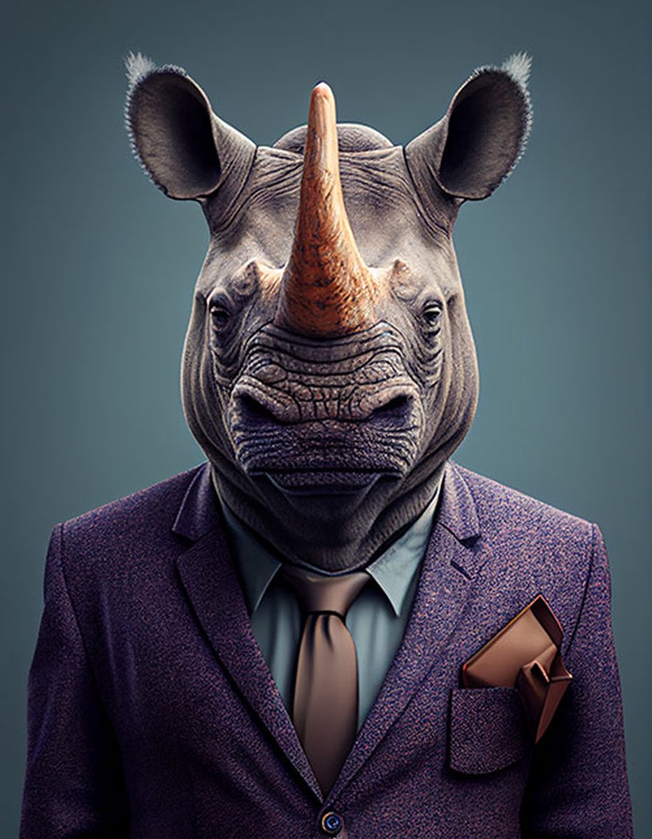 AI - Woondecoratie - Poster - Dieren - Neushoorn - Pak - 24 - 60 x 80 cm