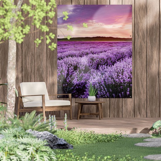 Gards Tuinposter Bloemenveld met Paarse Lavendel - Bloemen - 120x150 cm ...