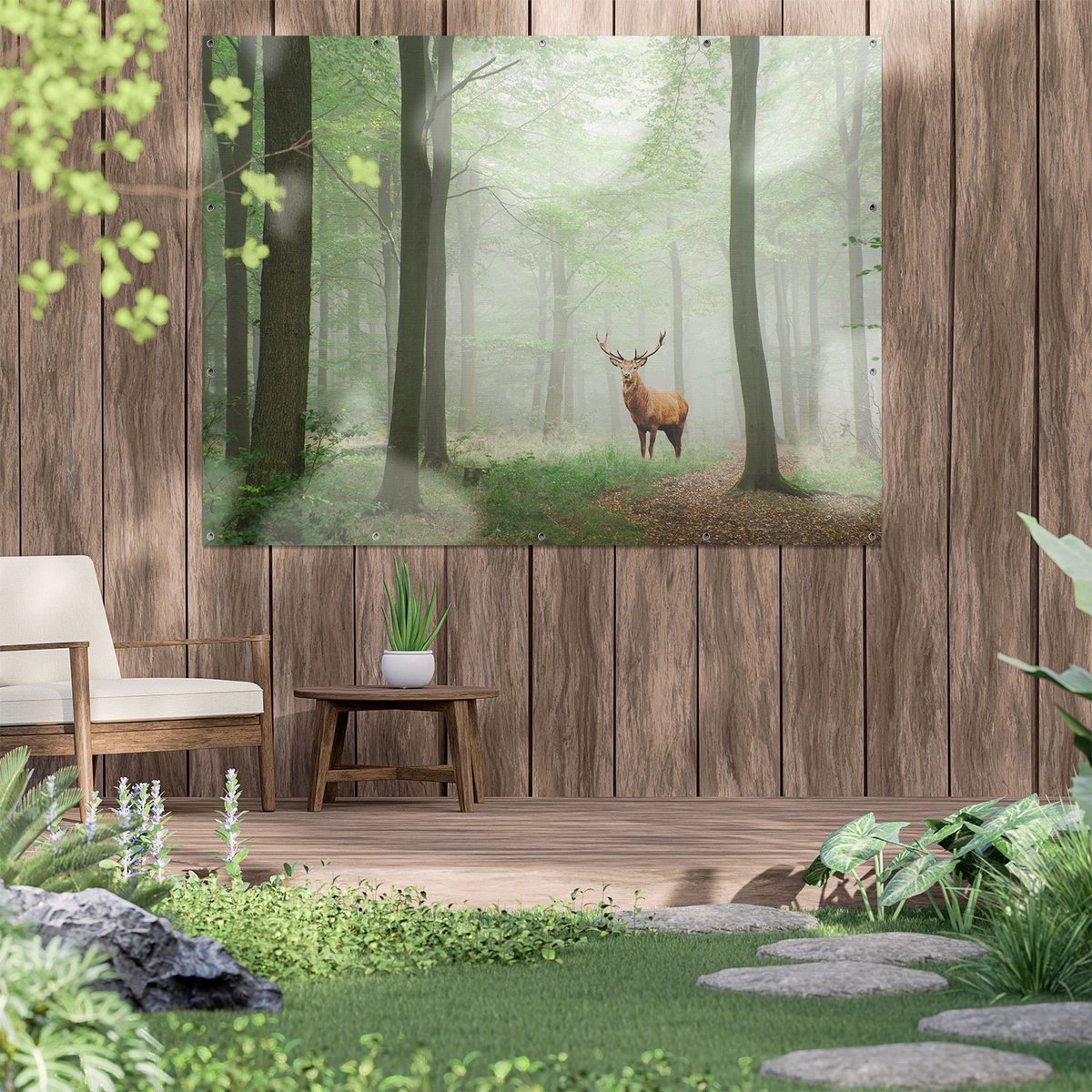 Cerf dans la forêt Pop Art toile tendue affiche impression