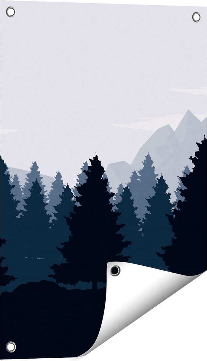 Gards Tuinposter Bos met Bomen Illustratie - Abstract - 40x60 cm - Tuindoek - Tuindecoratie - Wanddecoratie buiten - Tuinschilderij Multikleur
