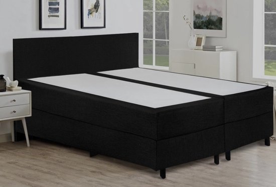 Boxspring Canada zwart 160x210cm met luxe 3D topper 10cm hr40 zomer en winterkant.